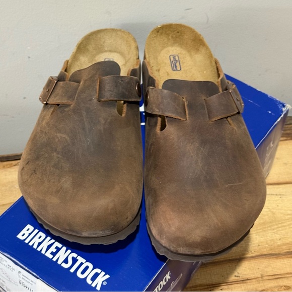 Birkenstock Boston Oiled Leather Brown Leather Clogs 40/9-9.5 Regular - Picture 4 of 14